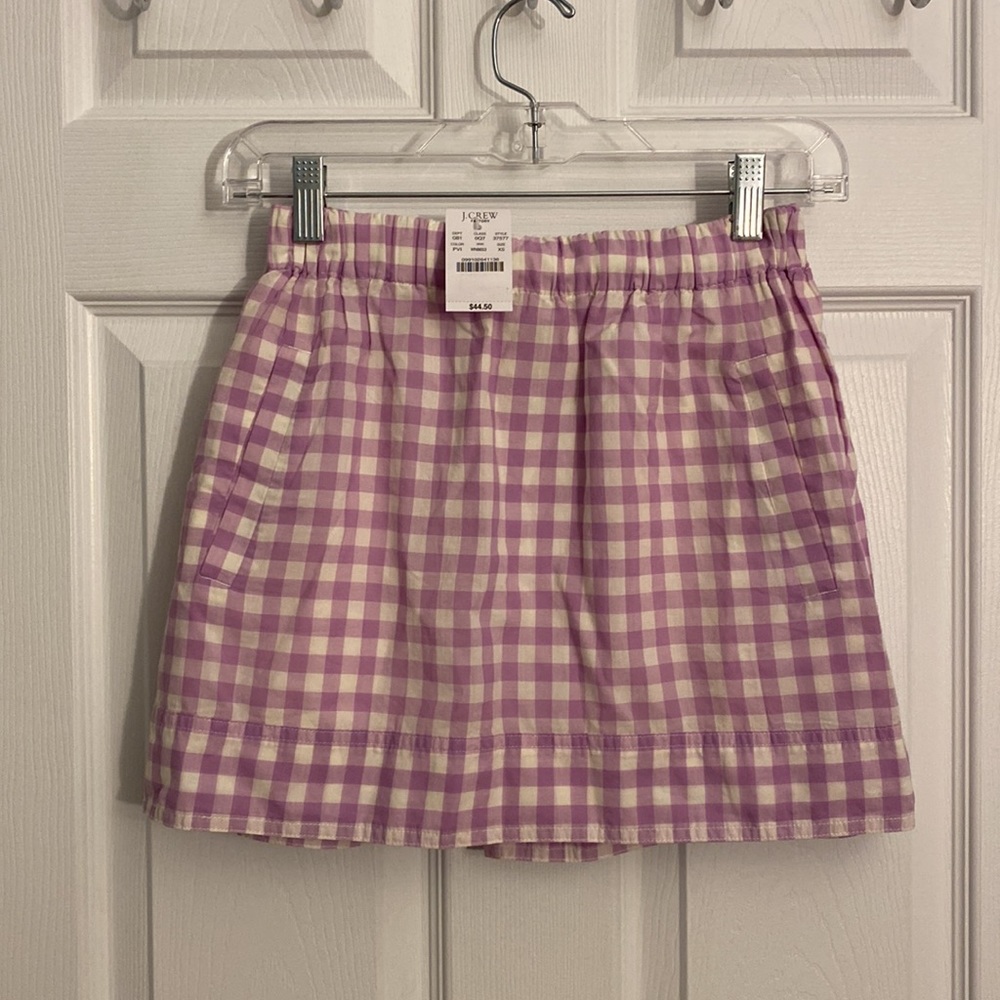 NWT JCrew XS Purple Plaid Cotton Skirt with pockets